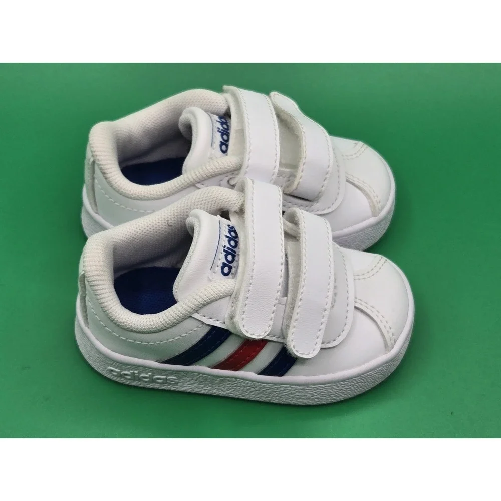 Adidas VL Court 2.0 CMF Baby Infant Shoes Size 3K Red White Blue‎